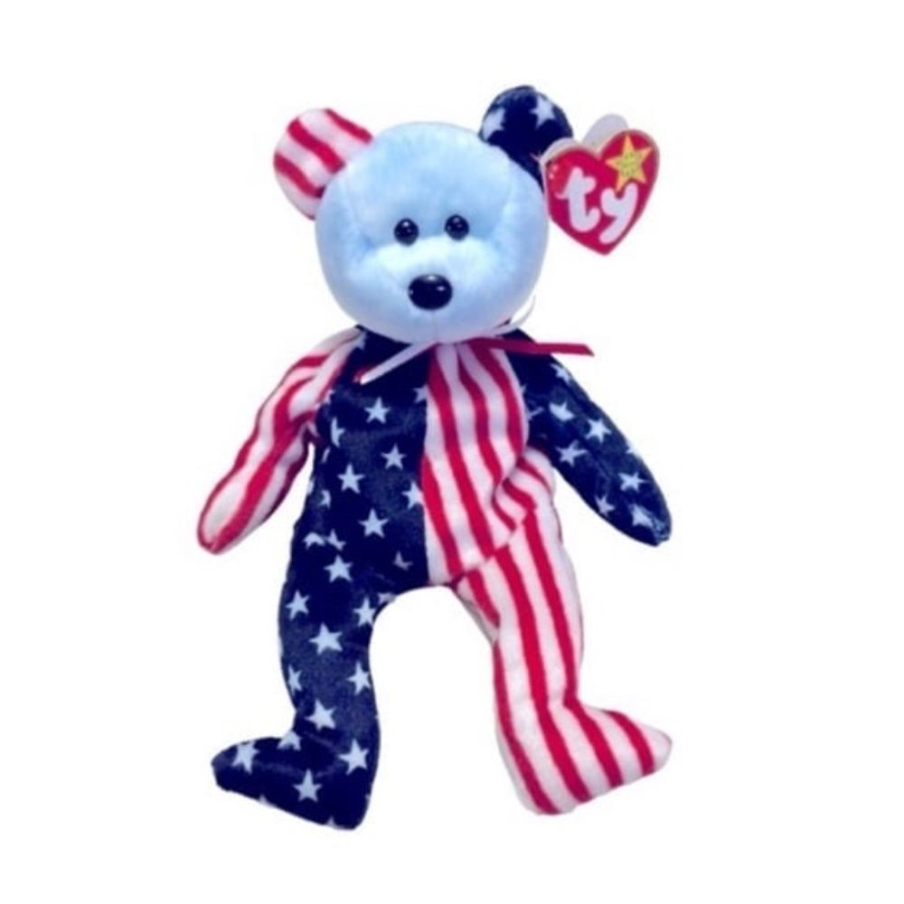 Rare Ty Beanie Babies Rare BLUE Face Spangle Bear